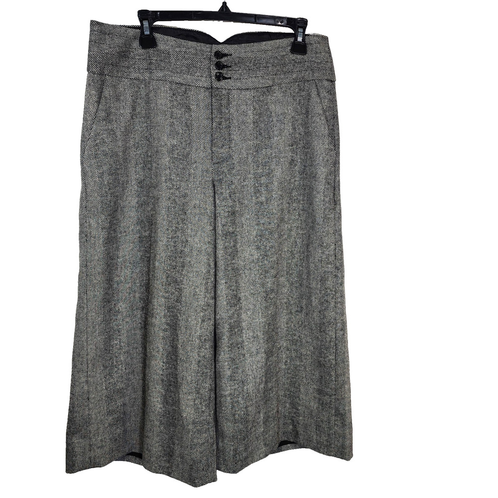 Body By Victoria Pant 12 Bridget Fit Culottes Black Wide Leg Crop Wool Blend Y2K